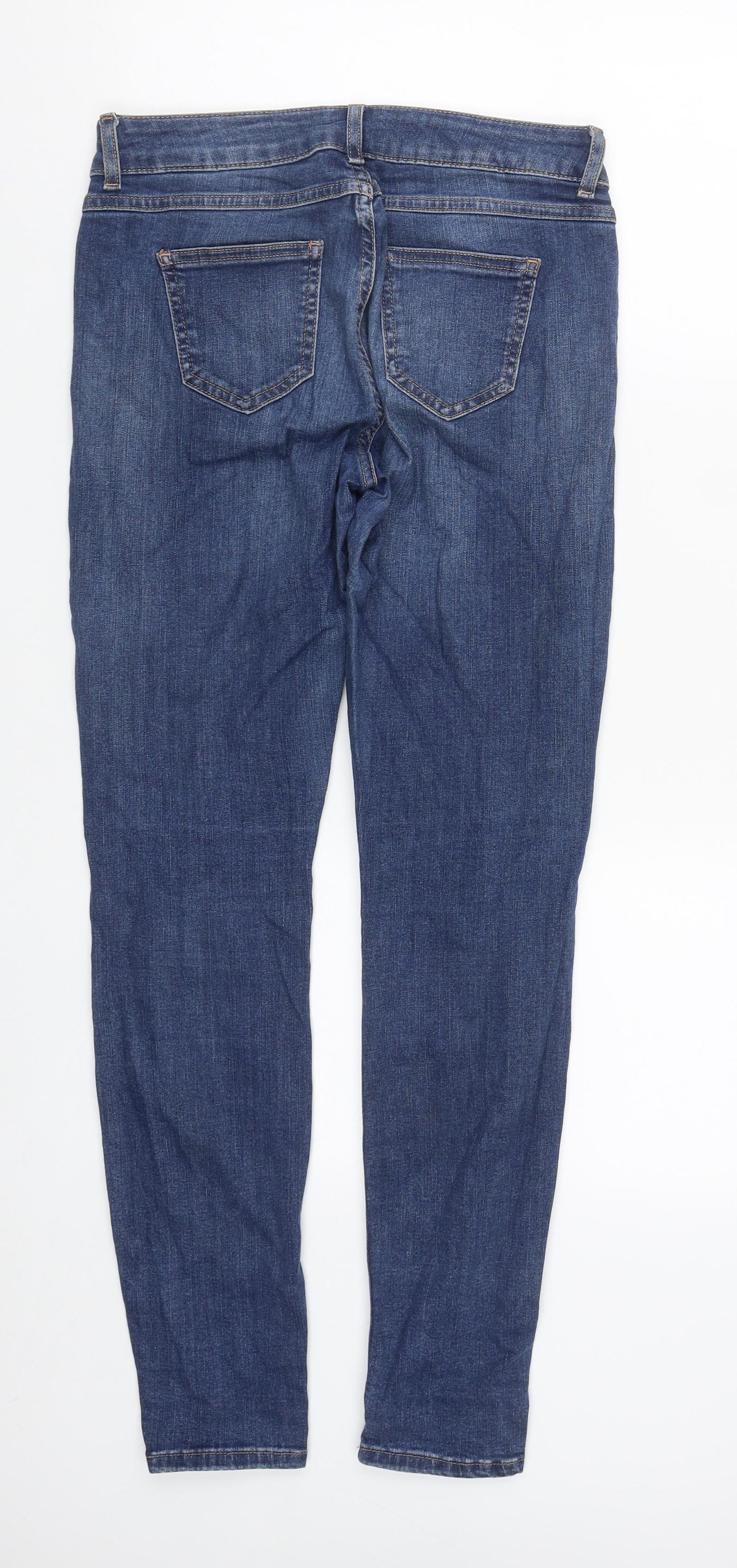 Marks and Spencer Womens Blue  Cotton Straight Jeans Size 10 L29 in Regular Zip