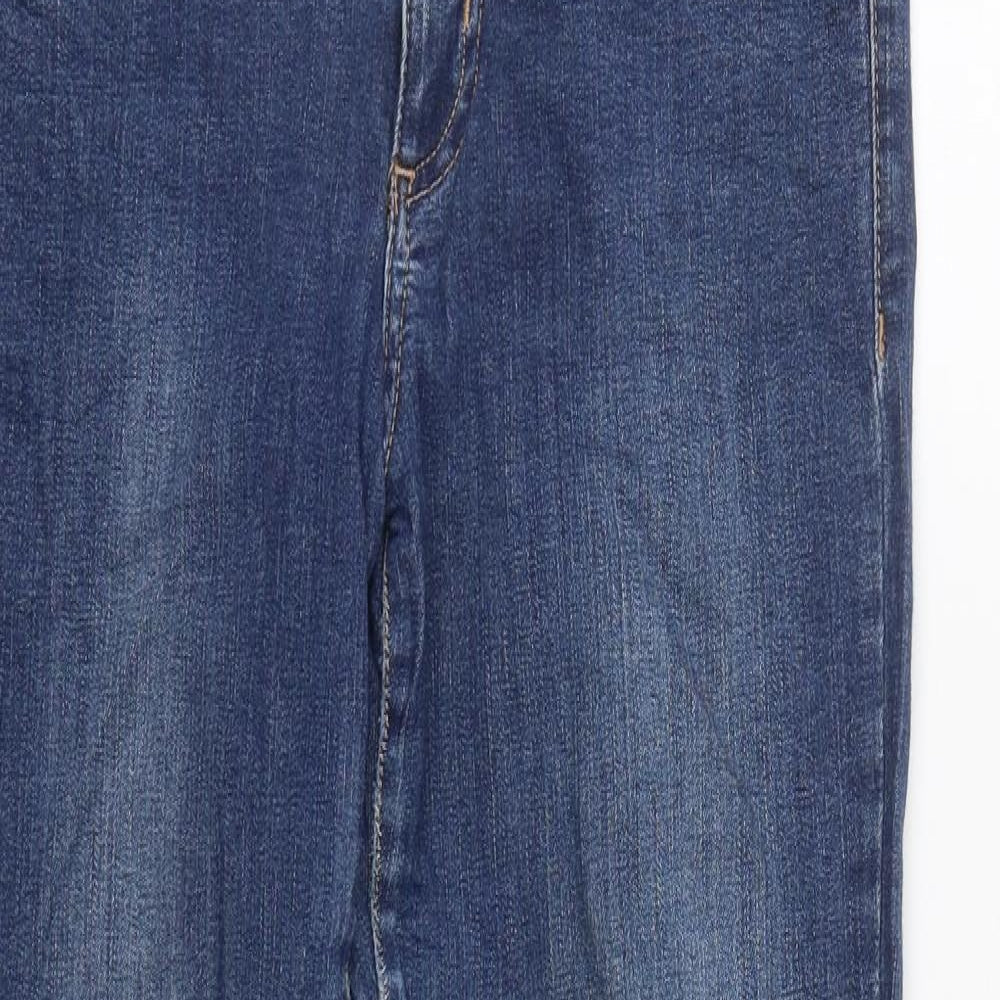 Marks and Spencer Womens Blue  Cotton Straight Jeans Size 10 L29 in Regular Zip