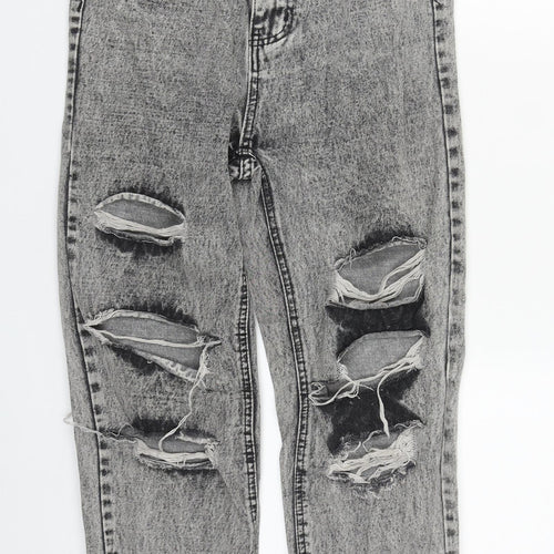 SheIn Womens Grey  Cotton Straight Jeans Size XS L29 in Regular Zip