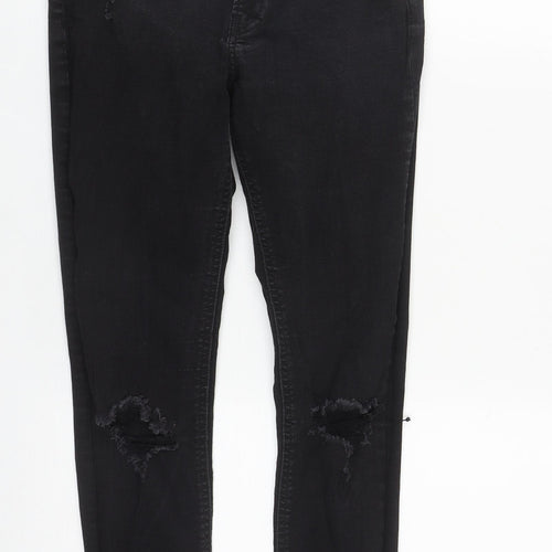 Denim & Co. Womens Black  Cotton Straight Jeans Size 8 L27 in Regular Zip