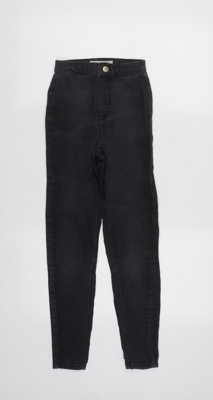 Topshop Womens Black Cotton Straight Jeans Size 20 in L25 in Regular Zip