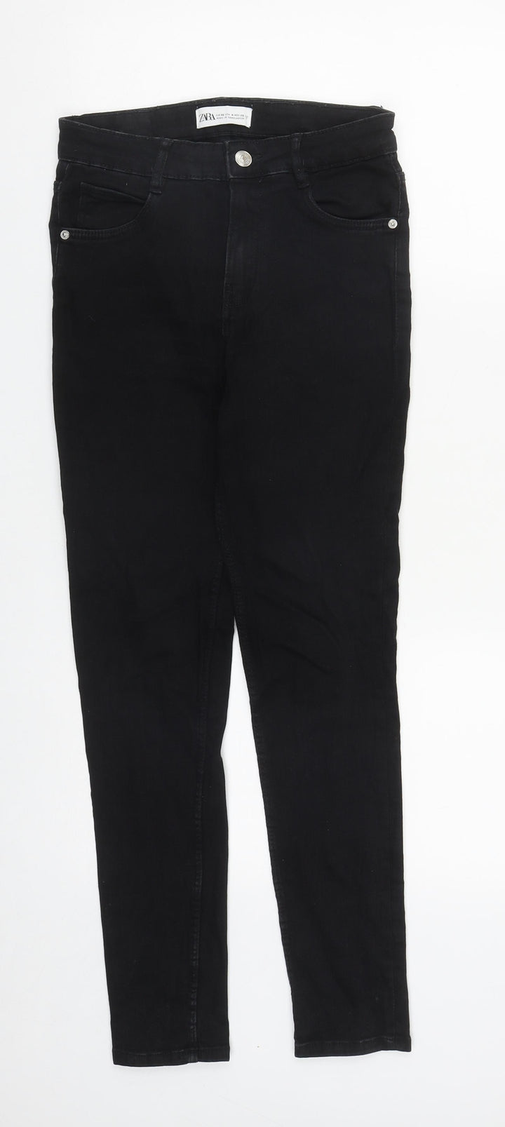 Zanzara Womens Black  Cotton Straight Jeans Size 8 L27 in Regular Zip