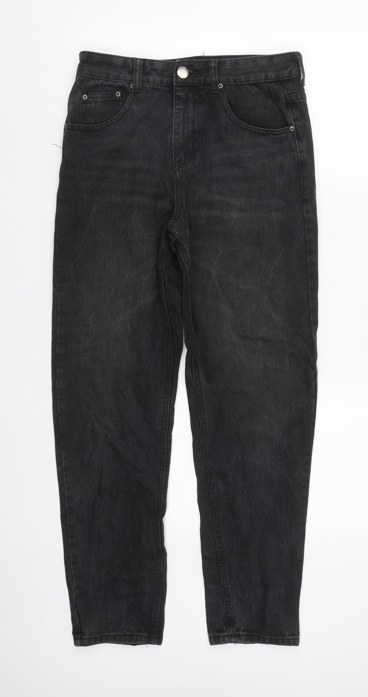 PRETTYLITTLETHING Womens Black  Cotton Straight Jeans Size 8 L27 in Regular Zip