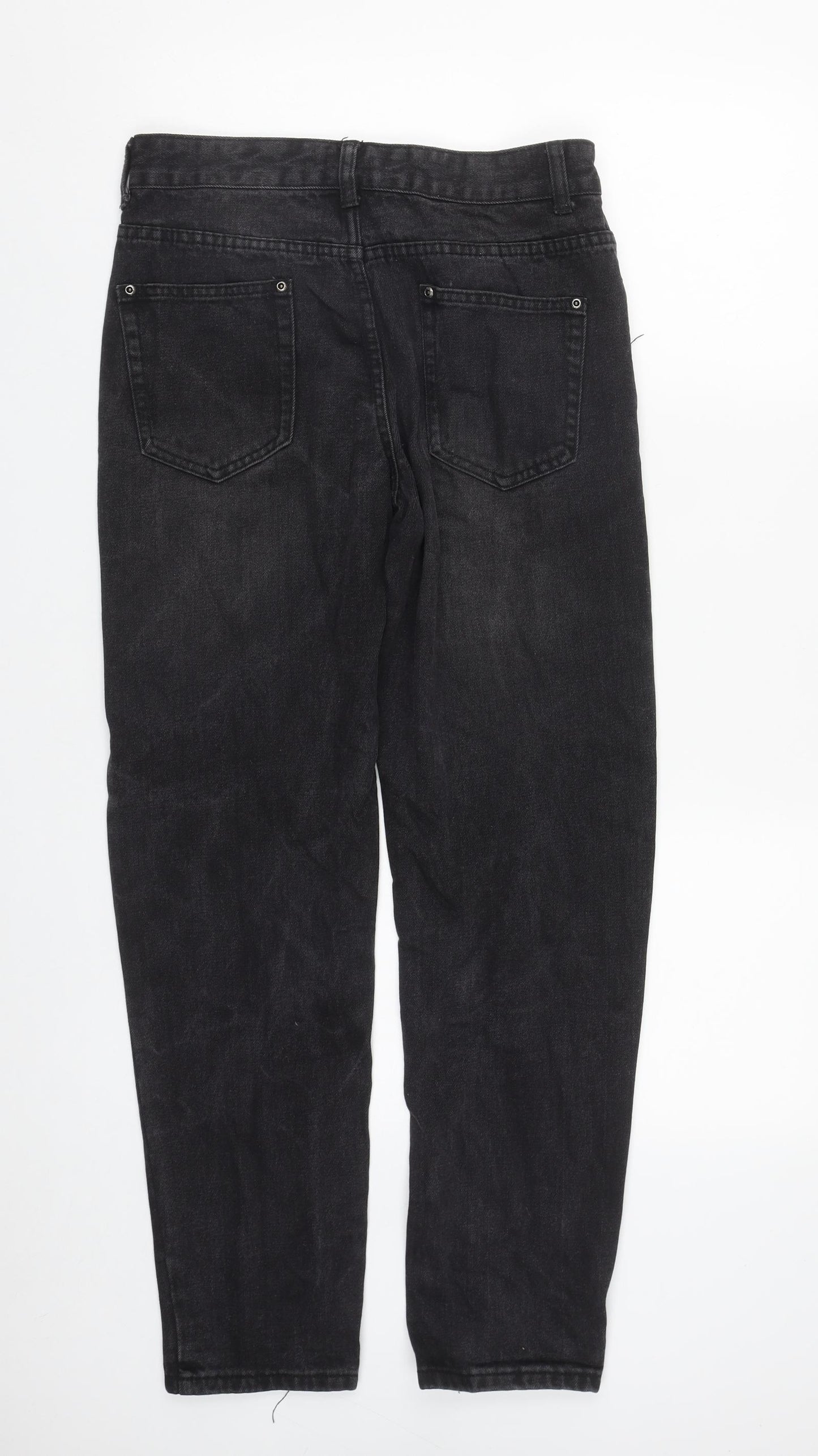 PRETTYLITTLETHING Womens Black  Cotton Straight Jeans Size 8 L27 in Regular Zip