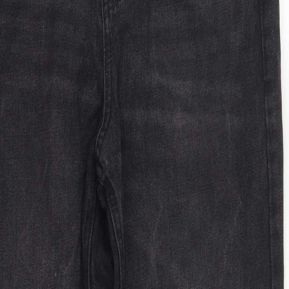 PRETTYLITTLETHING Womens Black  Cotton Straight Jeans Size 8 L27 in Regular Zip