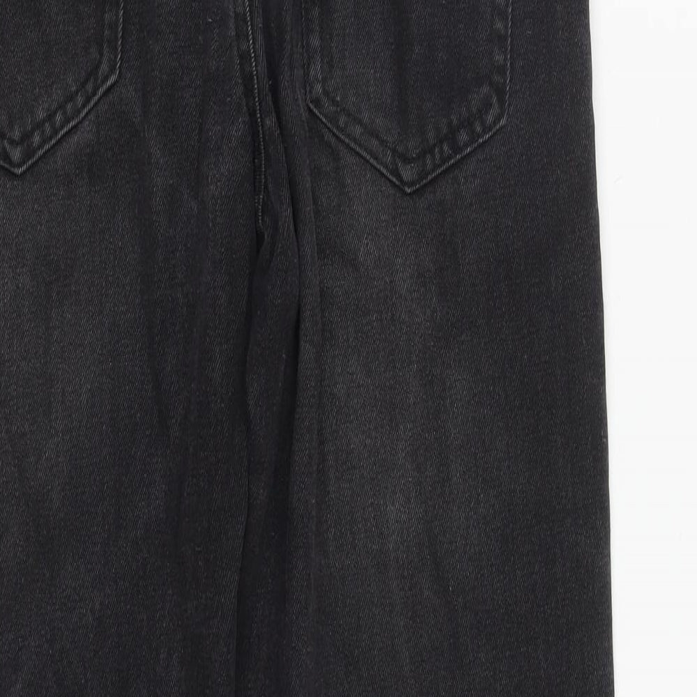 PRETTYLITTLETHING Womens Black  Cotton Straight Jeans Size 8 L27 in Regular Zip