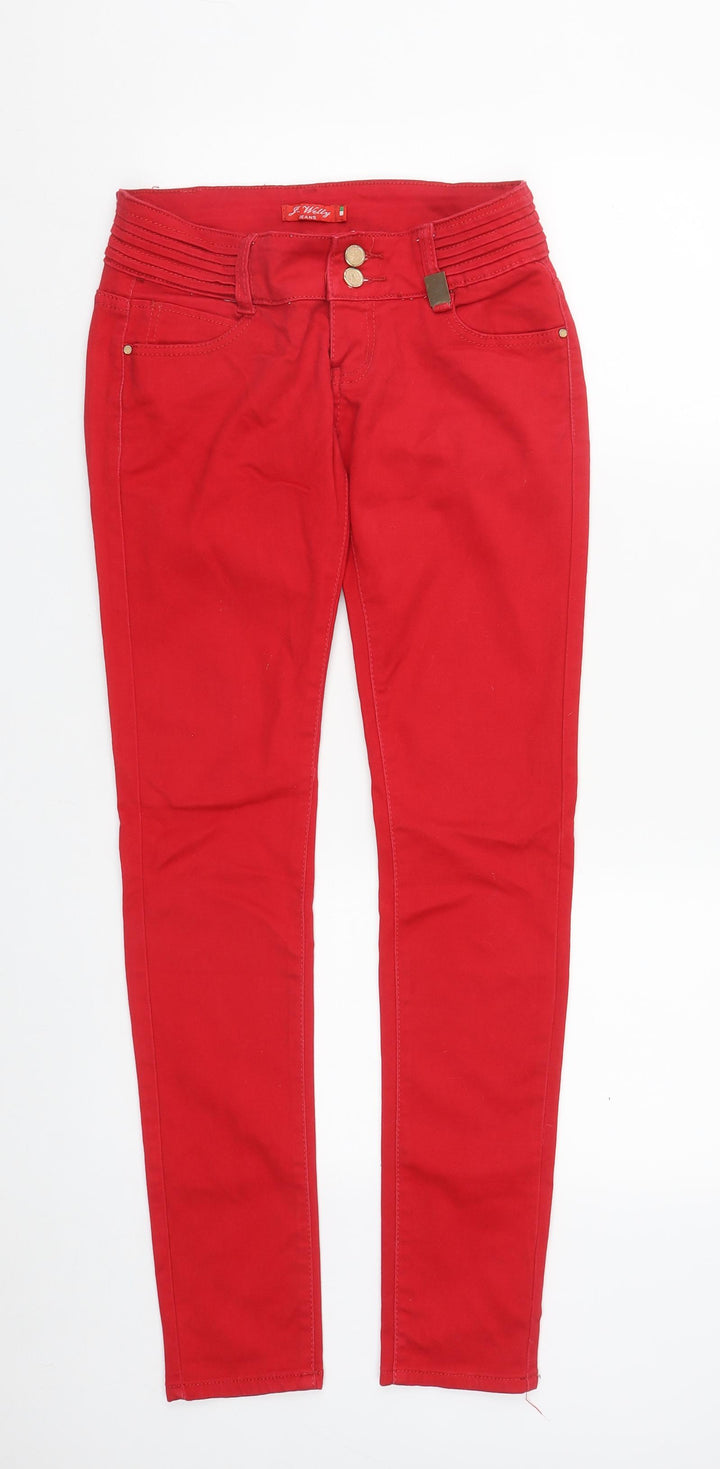 J Welly Womens Red Cotton Straight Jeans Size M L30 in Regular Zip