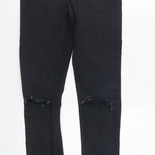 Topshop Womens Black  Cotton Straight Jeans Size 28 in L30 in Regular Zip