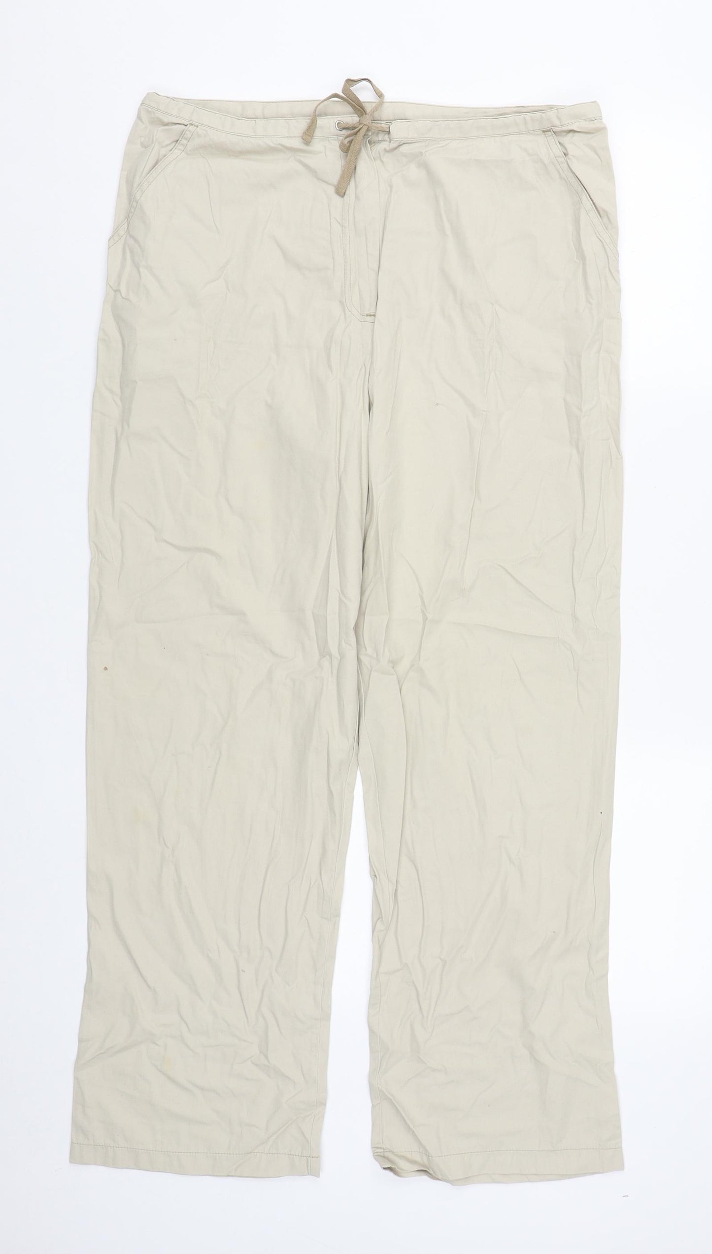 George Womens Beige  Cotton Trousers  Size 14 L30 in Regular Zip
