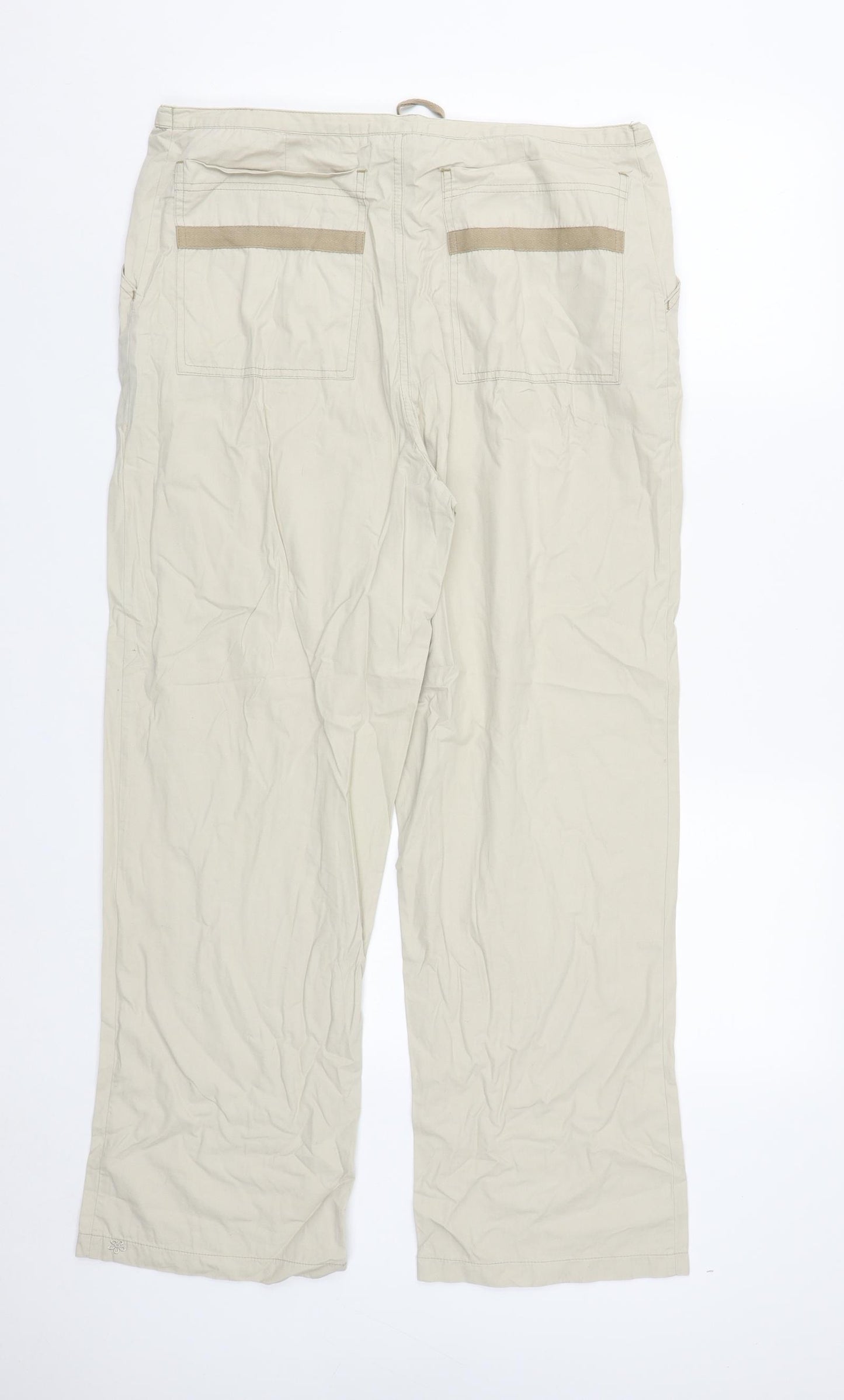 George Womens Beige  Cotton Trousers  Size 14 L30 in Regular Zip