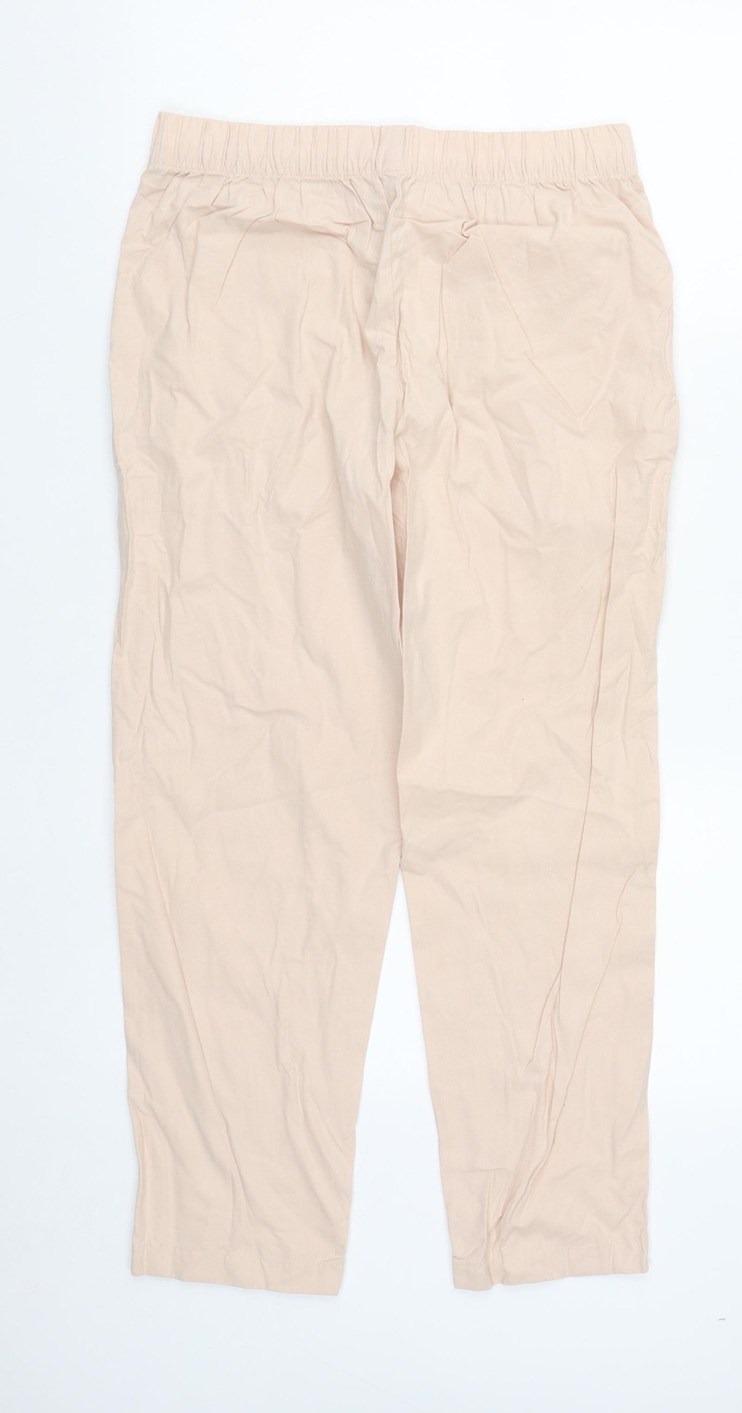 Uniqlo Womens Pink  Cotton Cropped Trousers Size S L23 in Regular Drawstring