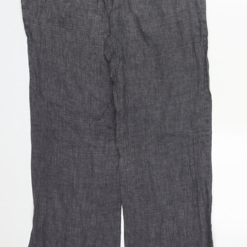 H&M Womens Grey  Linen Trousers  Size 8 L30 in Regular Zip