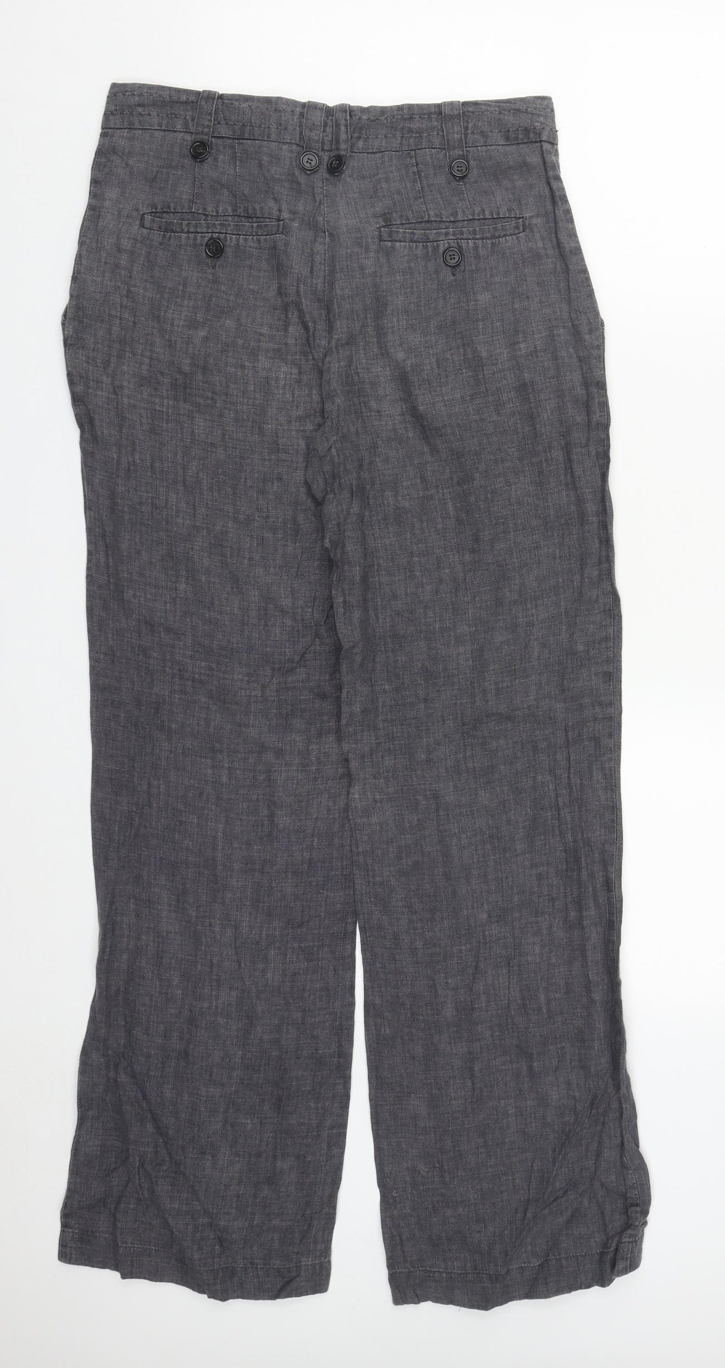 H&M Womens Grey  Linen Trousers  Size 8 L30 in Regular Zip