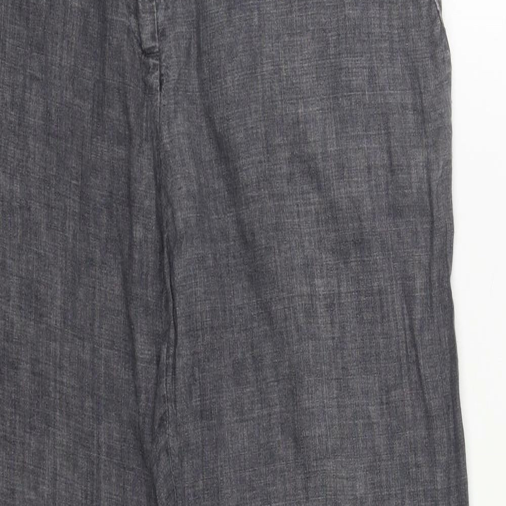 H&M Womens Grey  Linen Trousers  Size 8 L30 in Regular Zip