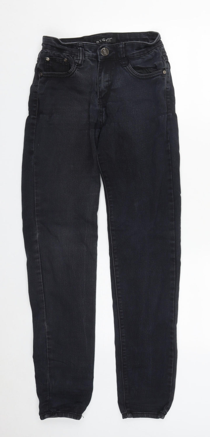 BS Fashion Womens Black Cotton Straight Jeans Size 8 L31 in Regular Zip