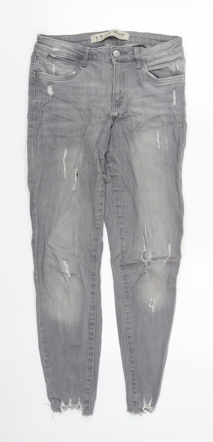 Denim & Co. Womens Grey Cotton Straight Jeans Size 10 L28 in Regular Zip