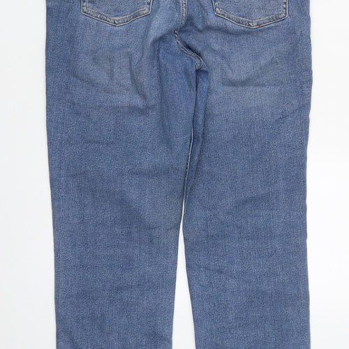NEXT Womens Blue  Cotton Straight Jeans Size 14 L29 in Regular Zip