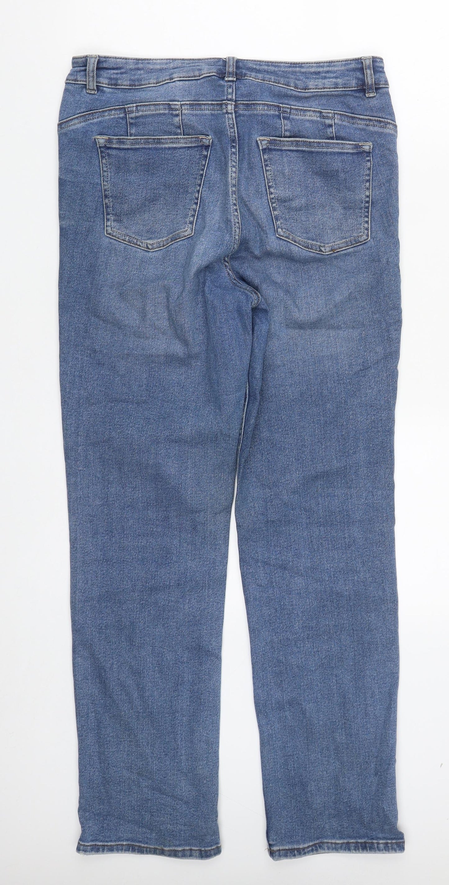 NEXT Womens Blue  Cotton Straight Jeans Size 14 L29 in Regular Zip