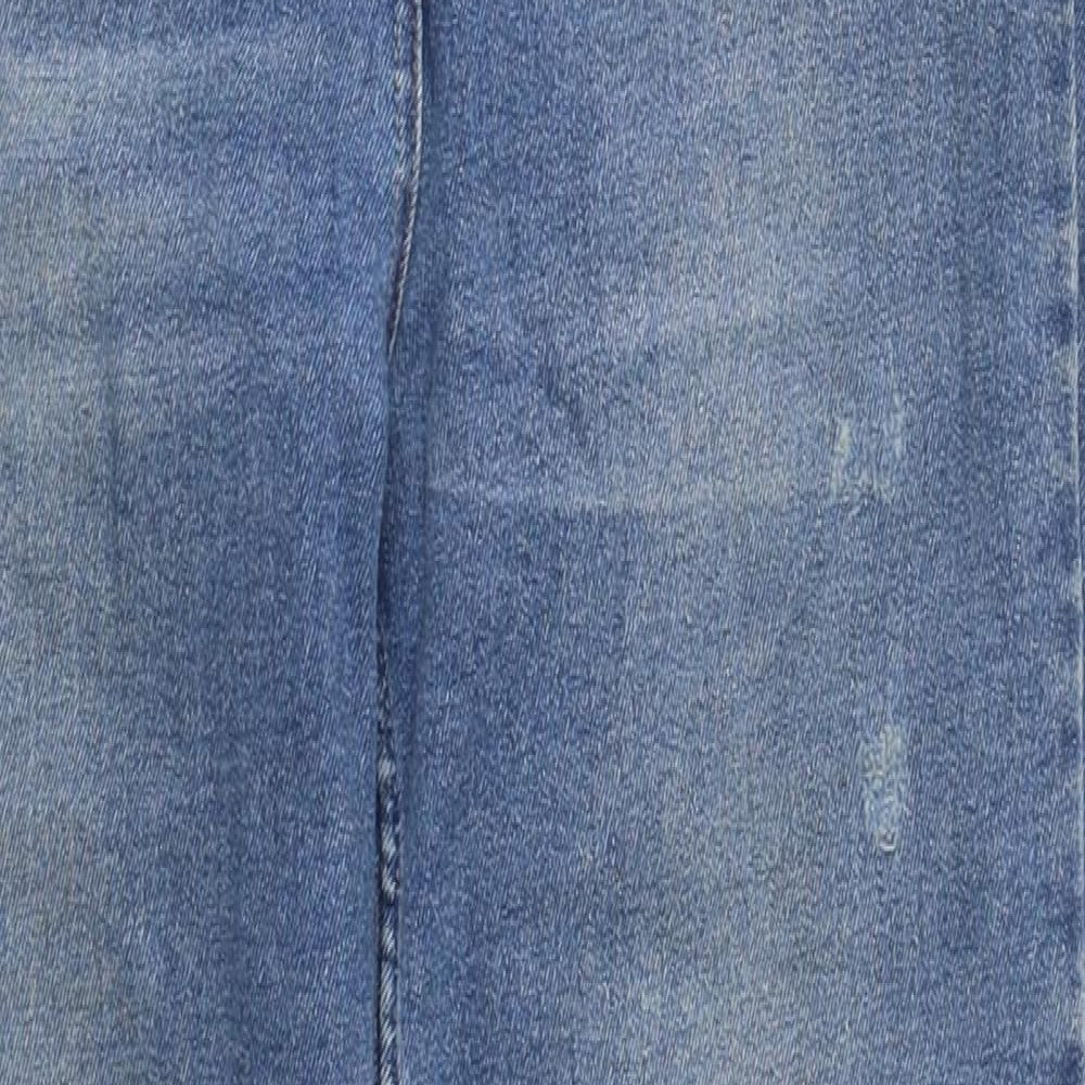 NEXT Womens Blue  Cotton Straight Jeans Size 14 L29 in Regular Zip