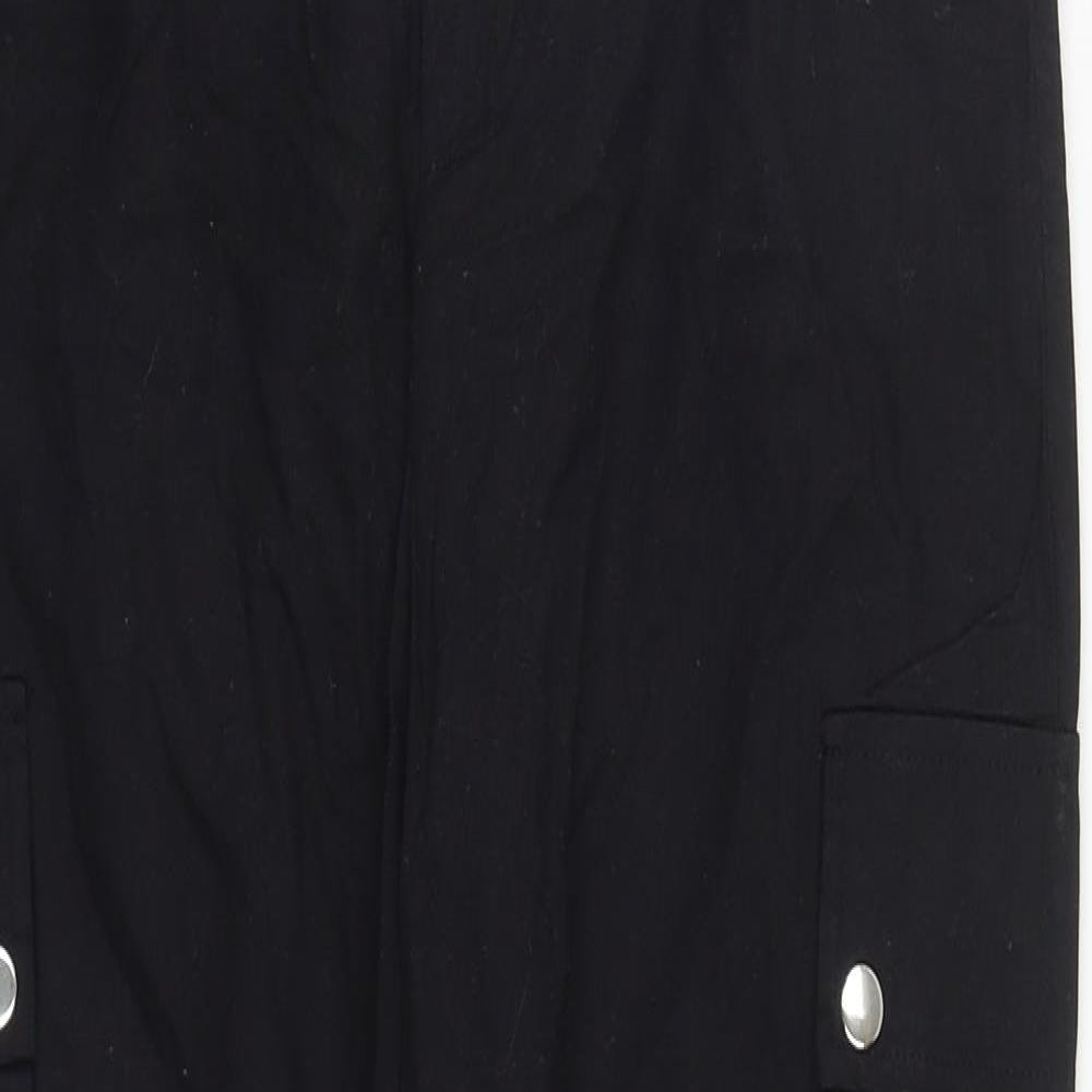 Nasty Gal Womens Black  Cotton Cargo Trousers Size 4 L29 in Regular Drawstring