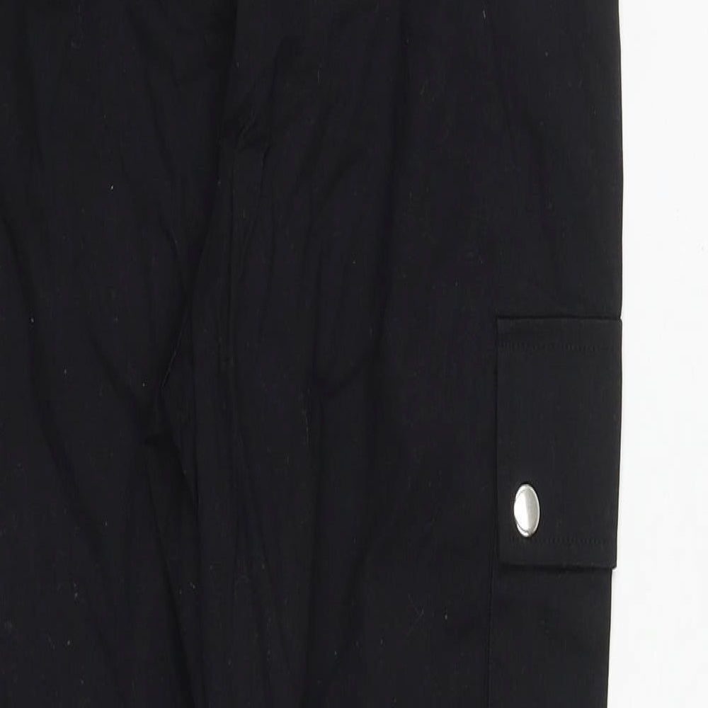 Nasty Gal Womens Black  Cotton Cargo Trousers Size 4 L29 in Regular Drawstring