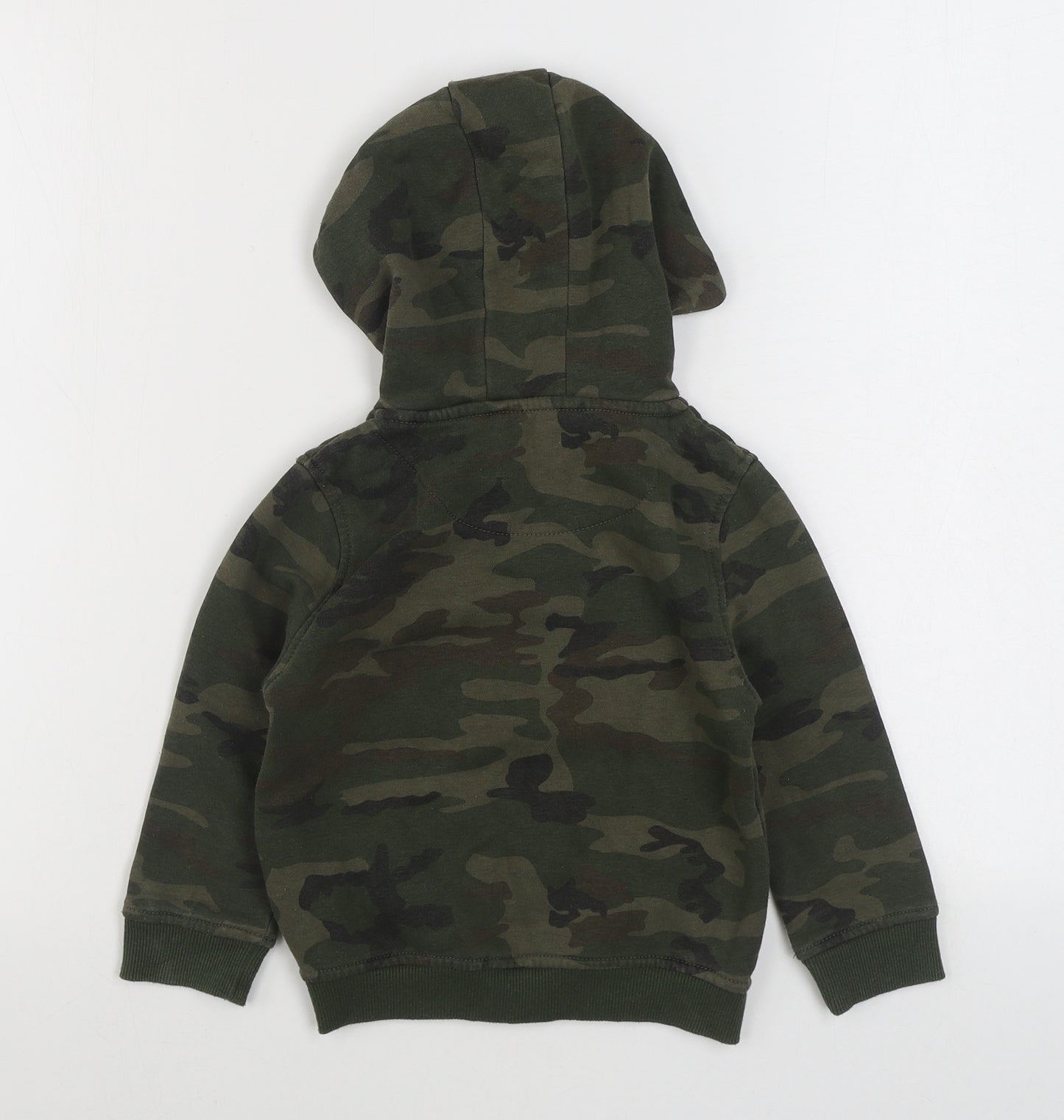 Primark Boys Green Camouflage Cotton Full Zip Hoodie Size 3-4 Years  Zip