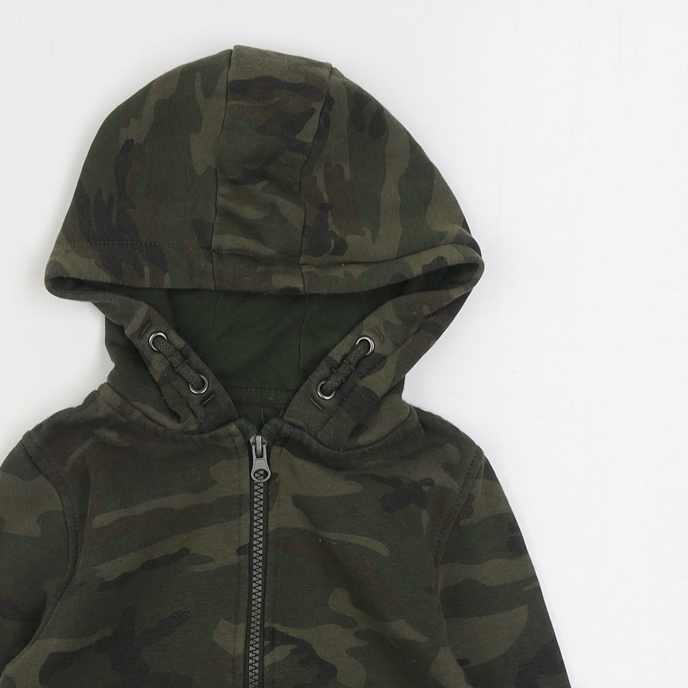 Primark Boys Green Camouflage Cotton Full Zip Hoodie Size 3-4 Years  Zip
