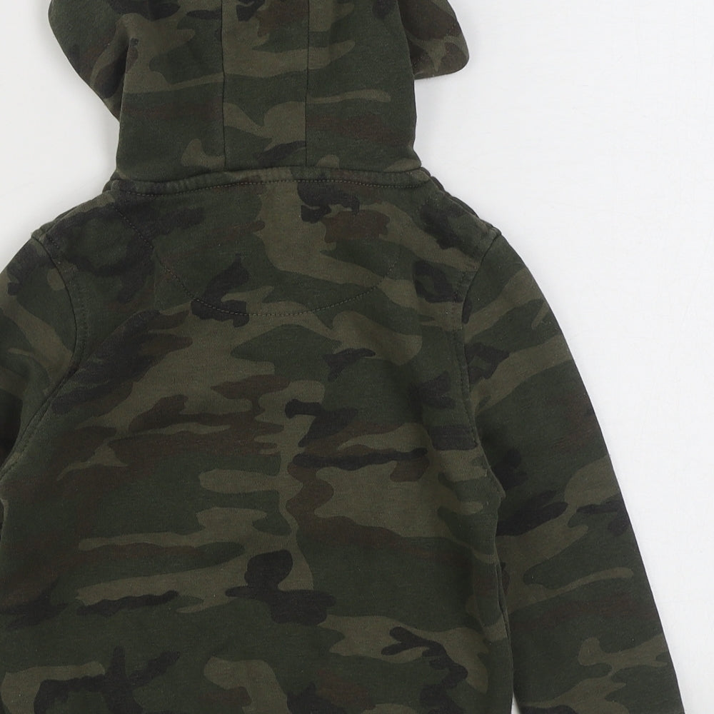 Primark Boys Green Camouflage Cotton Full Zip Hoodie Size 3-4 Years  Zip