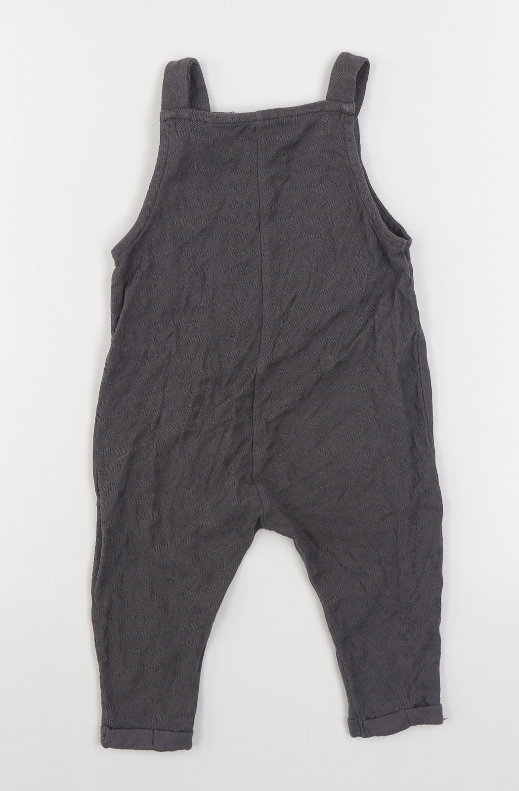 George Girls Grey  100% Cotton Dungaree Outfit/Set Size 12-18 Months  Button