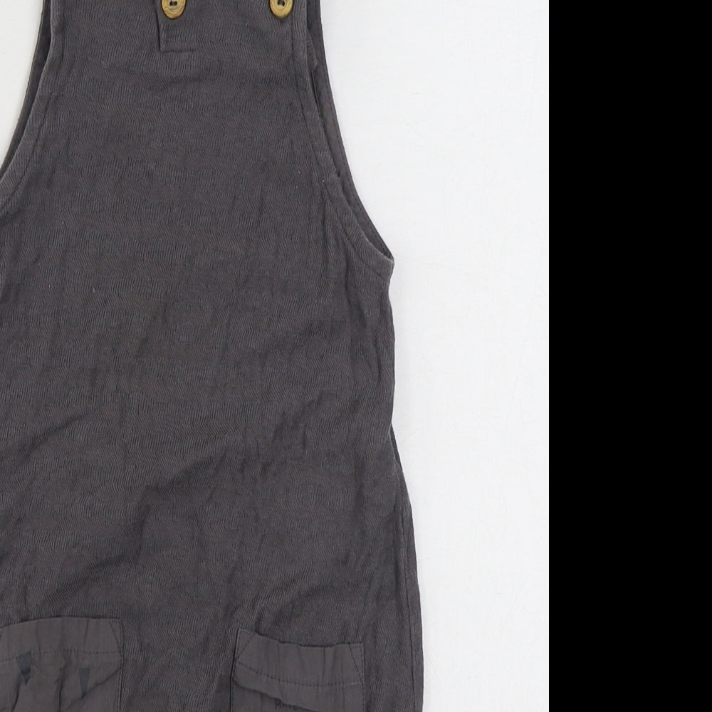 George Girls Grey  100% Cotton Dungaree Outfit/Set Size 12-18 Months  Button