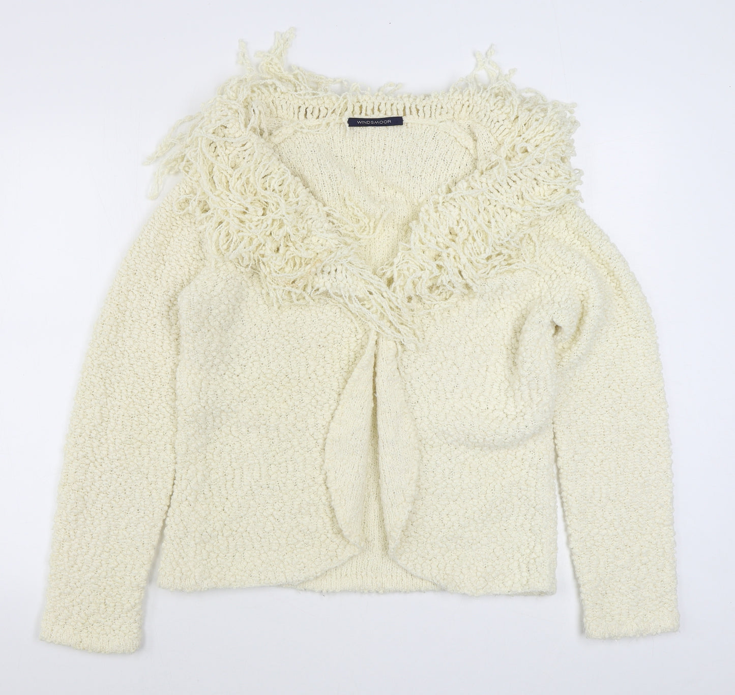Windsmoor Womens White V-Neck  Acrylic Cardigan Jumper Size M