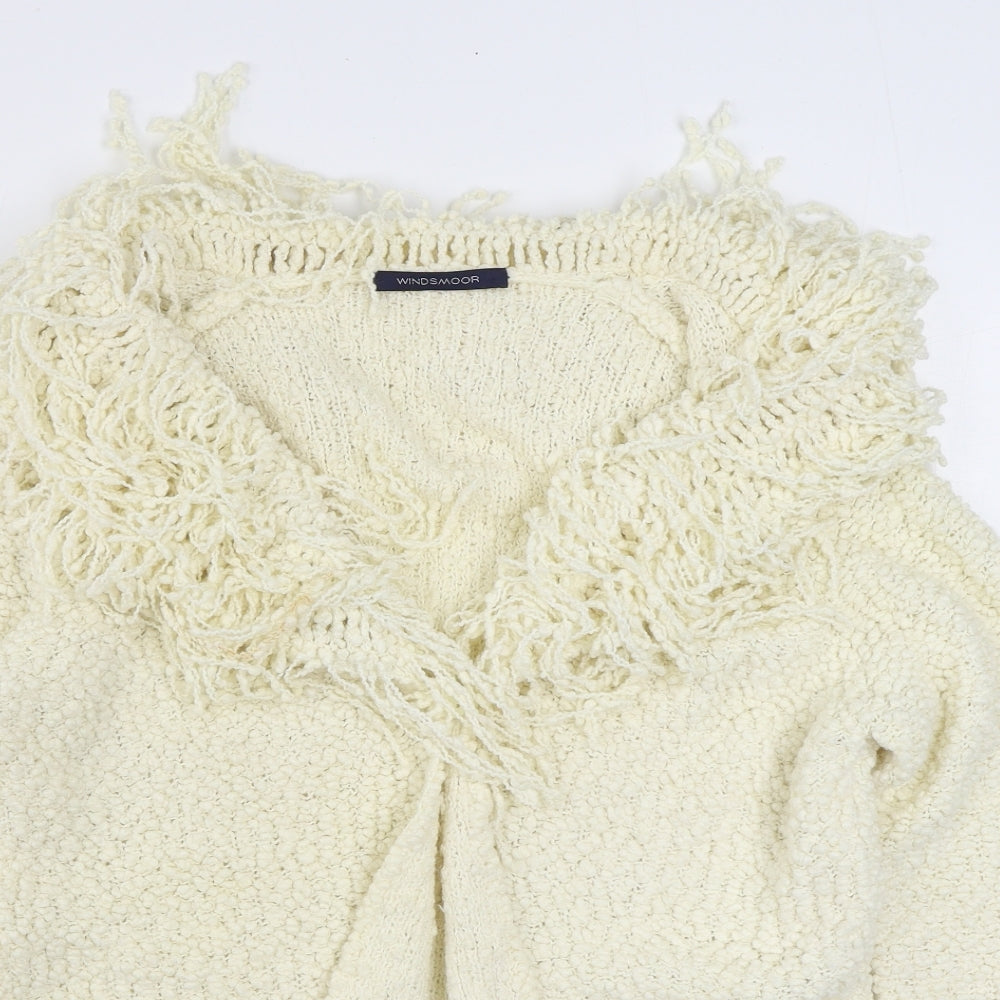 Windsmoor Womens White V-Neck  Acrylic Cardigan Jumper Size M