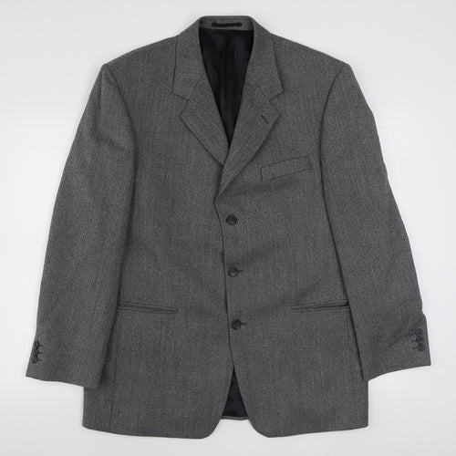 Varteks Mens Grey Herringbone Wool Jacket Suit Jacket Size 42