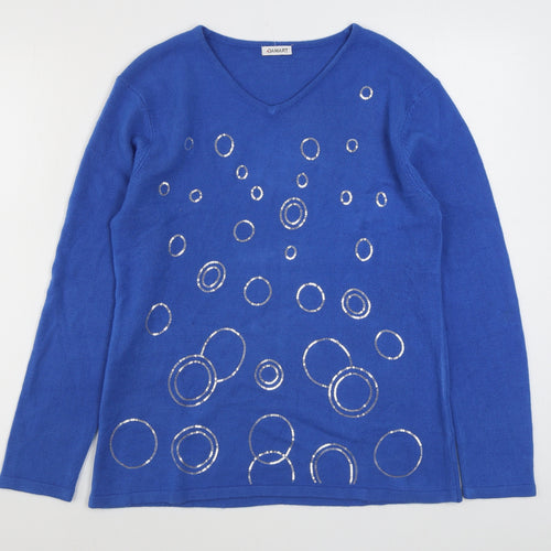 Damart Womens Blue V-Neck  Acrylic Pullover Jumper Size 14
