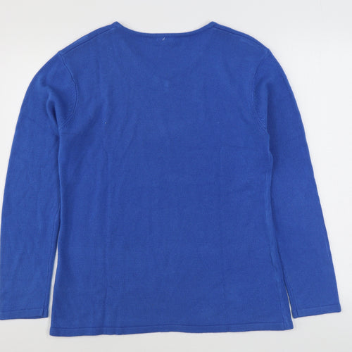 Damart Womens Blue V-Neck  Acrylic Pullover Jumper Size 14