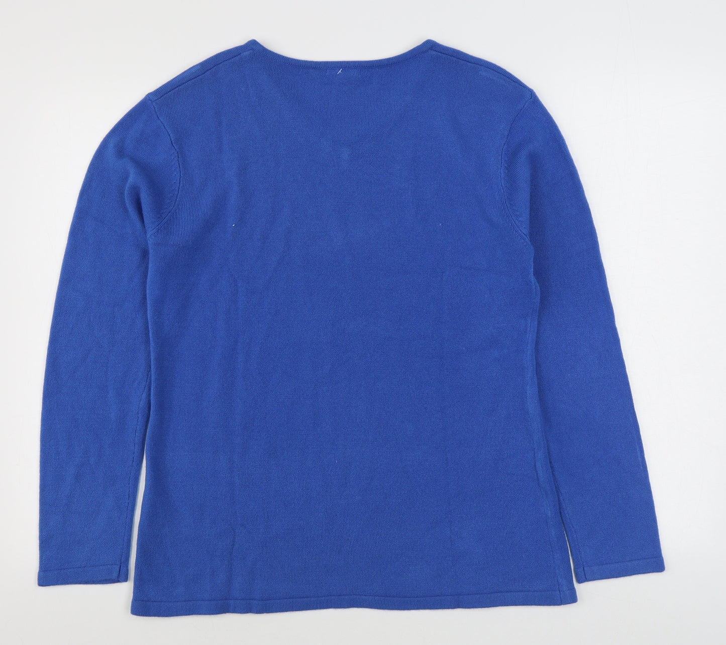 Damart Womens Blue V-Neck  Acrylic Pullover Jumper Size 14