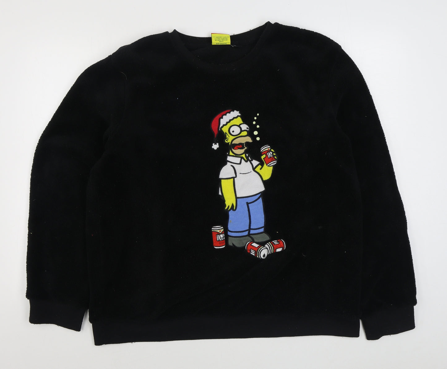 Primark Mens Black Solid Polyester  Pyjama Top Size 2XL  Pullover