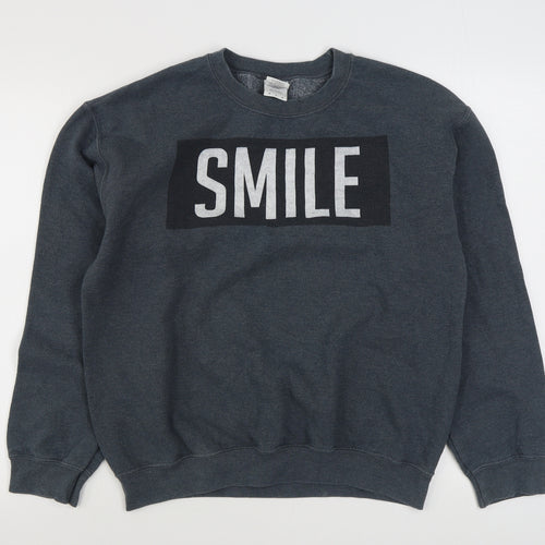 Gildan Mens Grey  Cotton Pullover Sweatshirt Size M