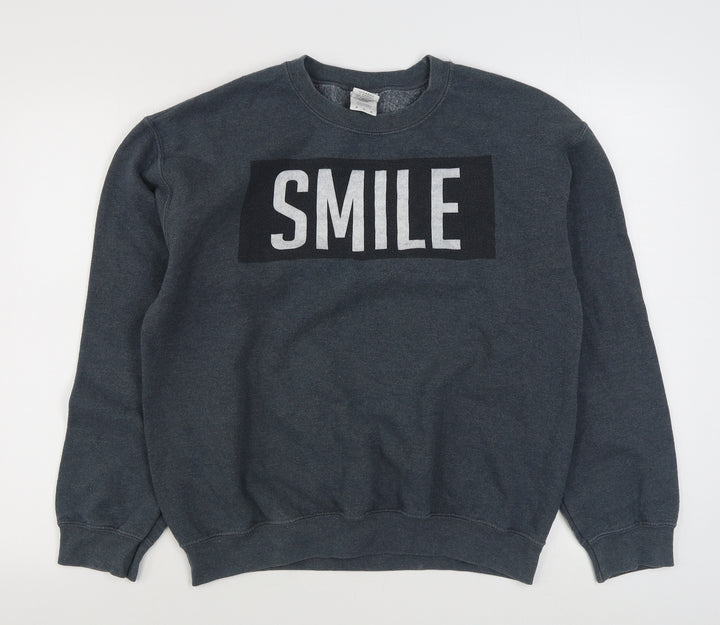 Gildan Mens Grey  Cotton Pullover Sweatshirt Size M