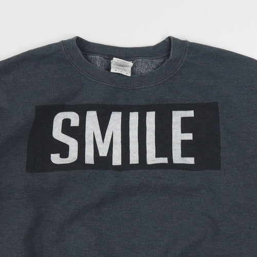 Gildan Mens Grey  Cotton Pullover Sweatshirt Size M
