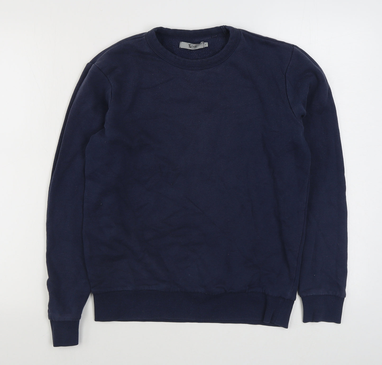 TU Mens Blue  Cotton Pullover Sweatshirt Size S