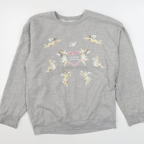 YAA Womens Grey  Polyester Pullover Sweatshirt Size M  Pullover