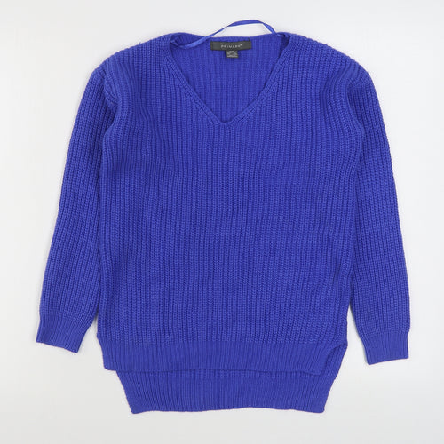 Primark Womens Blue Round Neck  Acrylic Pullover Jumper Size 2XS