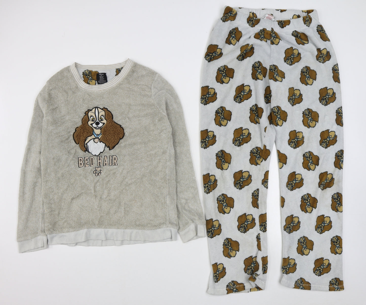 Primark Womens Grey Geometric Polyester Top Pyjama Set Size M   - Lady and the Tramp
