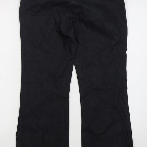 NEXT Womens Black  Cotton Bootcut Jeans Size 14 L30 in Regular Hook & Eye