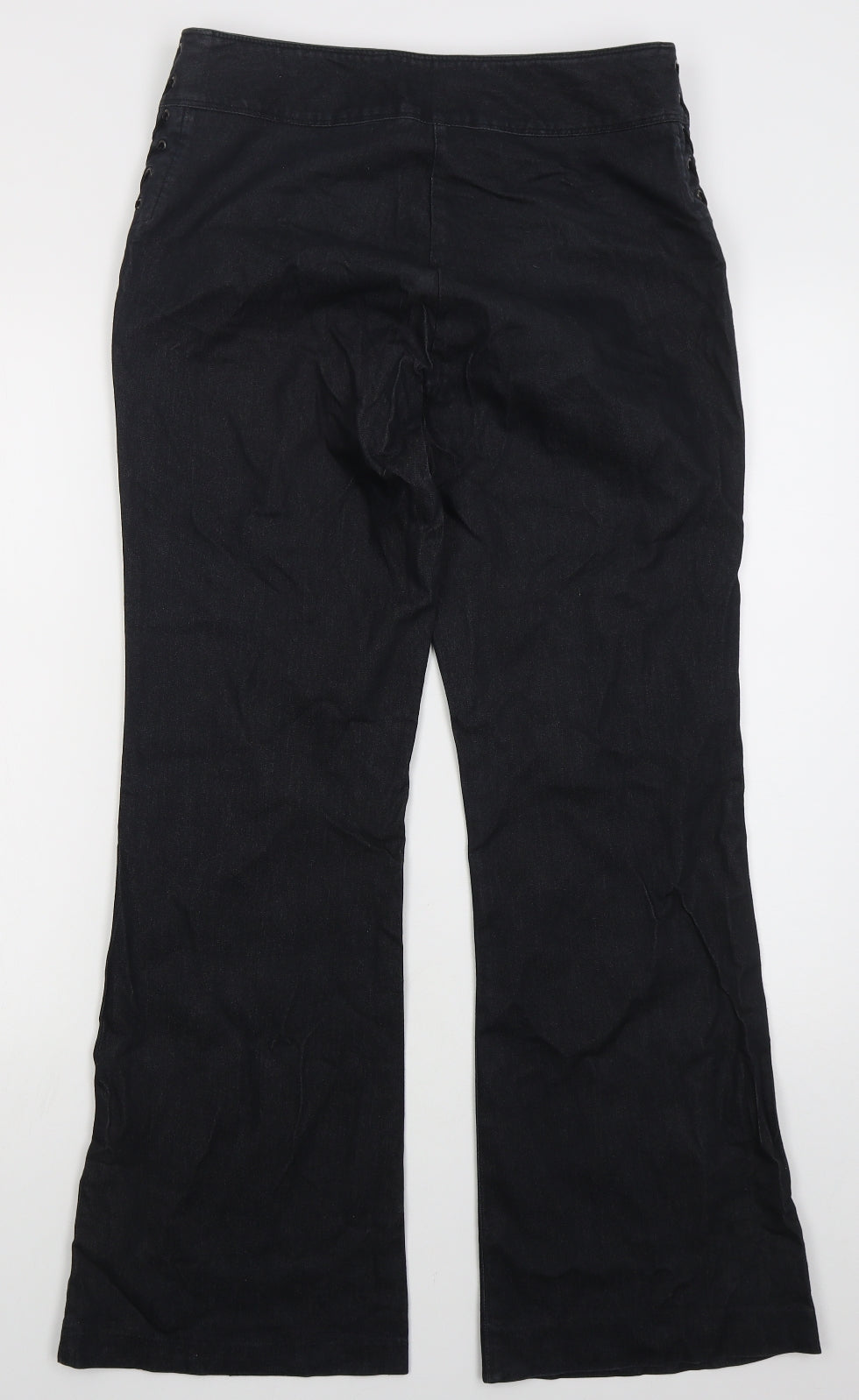 NEXT Womens Black  Cotton Bootcut Jeans Size 14 L30 in Regular Hook & Eye