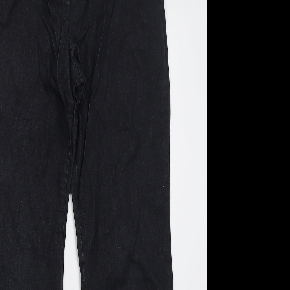 NEXT Womens Black  Cotton Bootcut Jeans Size 14 L30 in Regular Hook & Eye