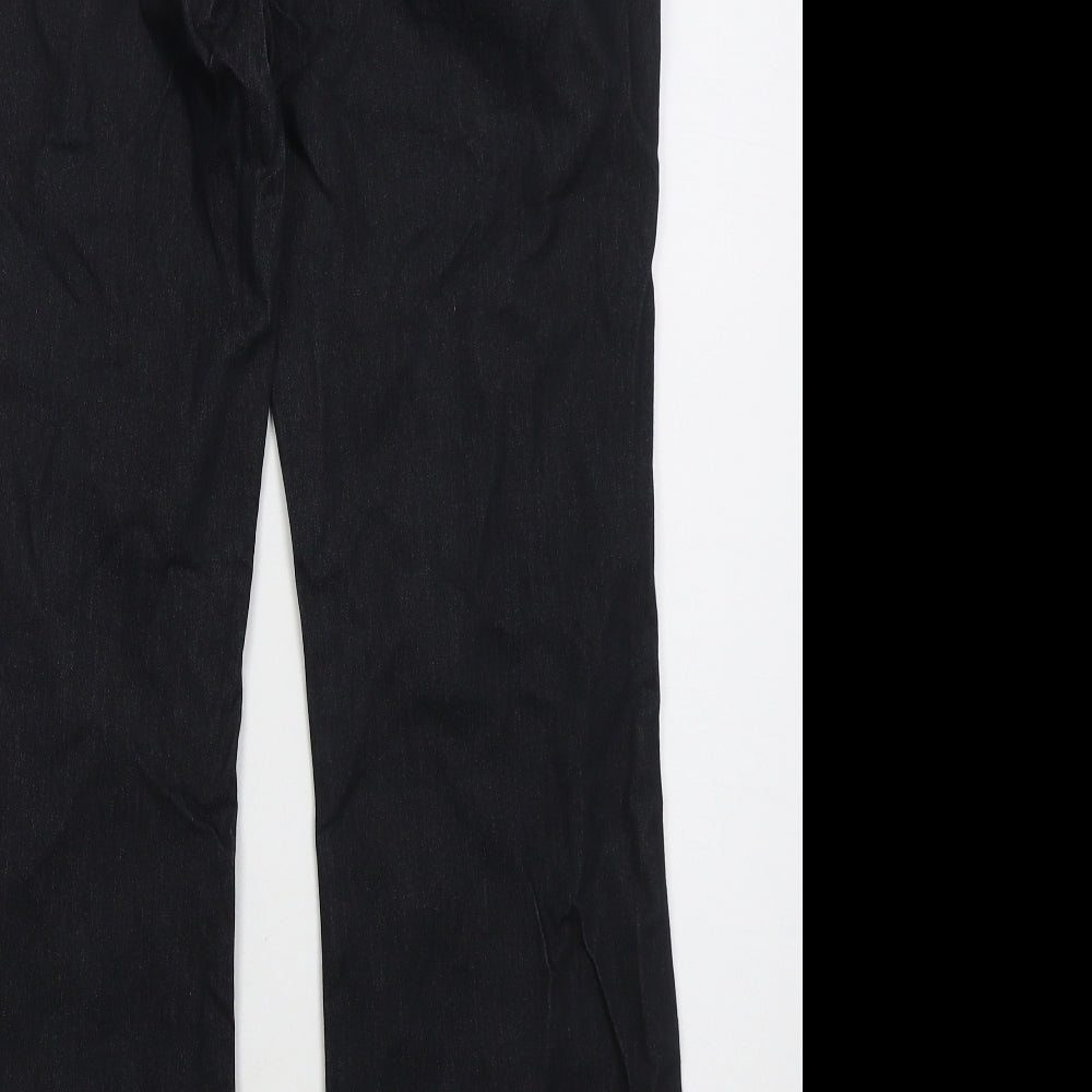NEXT Womens Black  Cotton Bootcut Jeans Size 14 L30 in Regular Hook & Eye