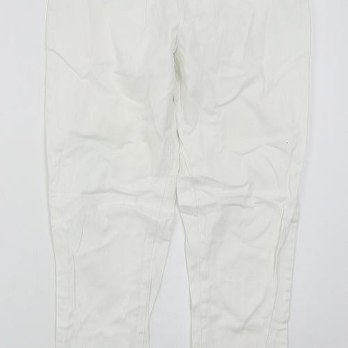 Simply Be Womens White  Cotton Skinny Jeans Size 12 L26 in Slim