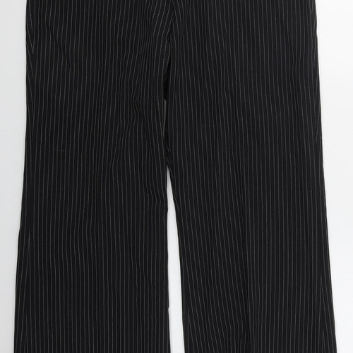 Evie Womens Black Striped Polyester Trousers  Size 20 L31 in Regular Hook & Eye